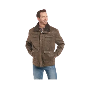 Sidran Men's Enzyme Washed Zip Front Sherpa Carry Pocket Antique Chocolate Jacket