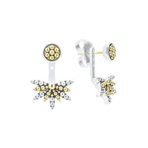 Signature Caviar Two-Tone Stud Earrings with Earring Jacket