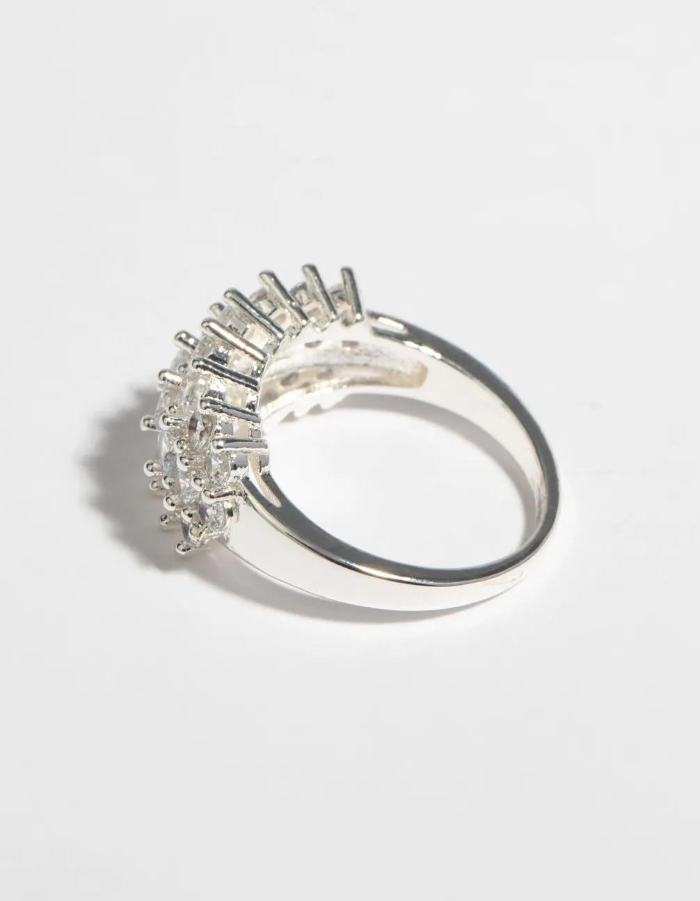 Silver Cubic Zirconia Cluster Ring