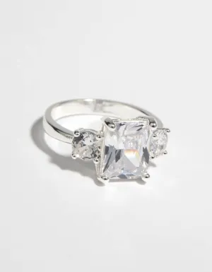 Silver Cubic Zirconia Engagement Ring