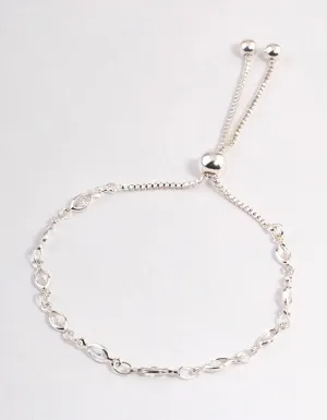 Silver Cubic Zirconia Stone Chain Toggle Bracelet