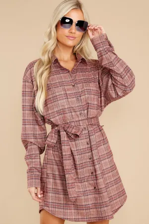 So Darling Dusty Rose Plaid Dress