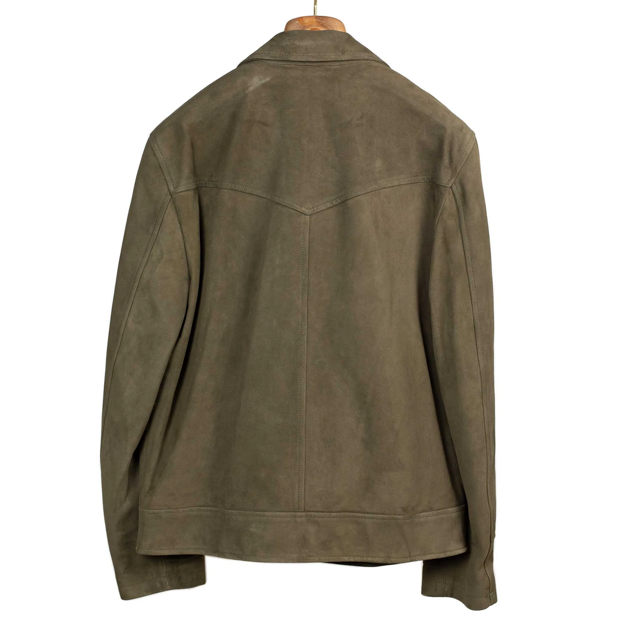 Suede Cowboy jacket in Muschio olive green