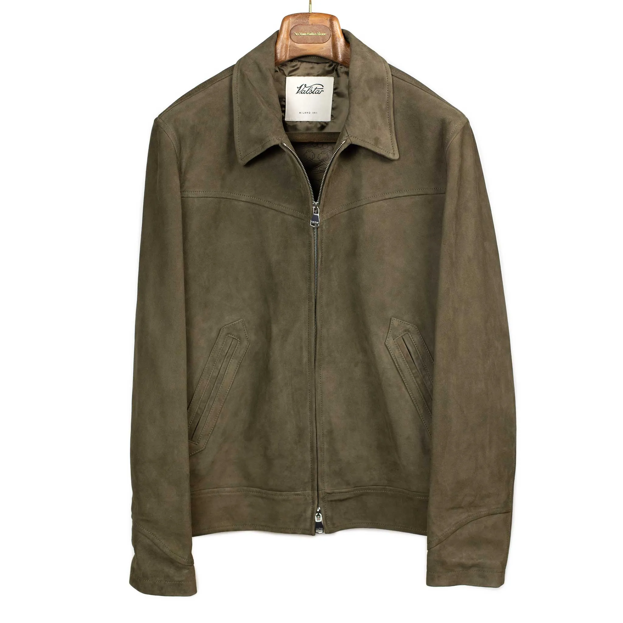 Suede Cowboy jacket in Muschio olive green