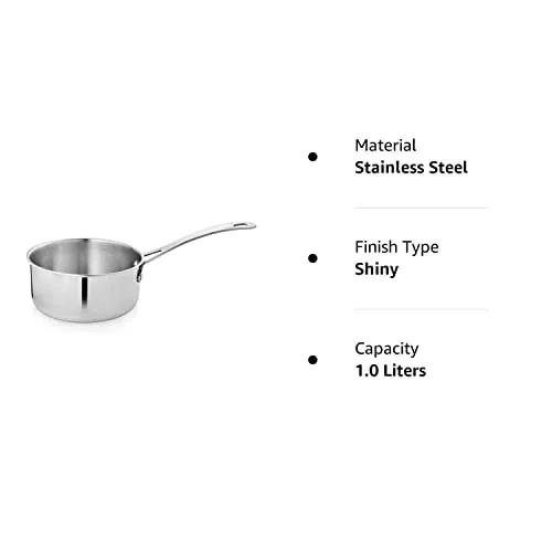 Vinayak International Stainless Steel Sauce Pan, Sauce Pot, Milk Pan 1 Pc Dia - 15 cm Capacity - 1000ml