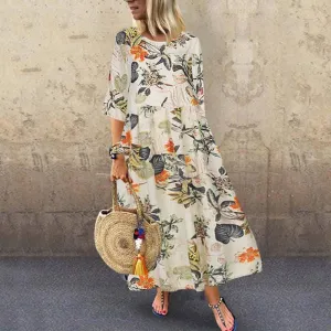 Vintage Floral Printed Dress