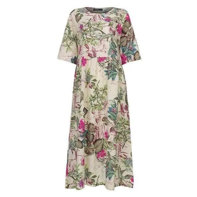 Vintage Floral Printed Dress