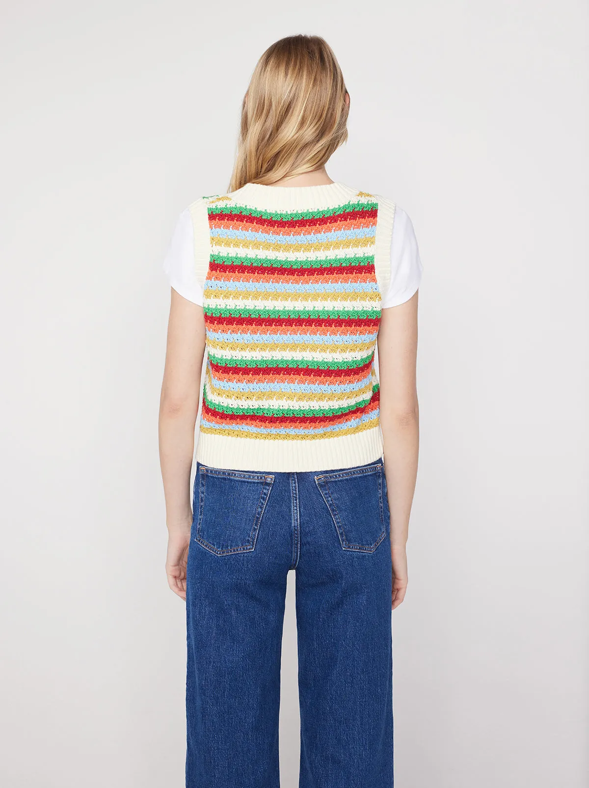 Winona Blue Multi Crochet Knit Top