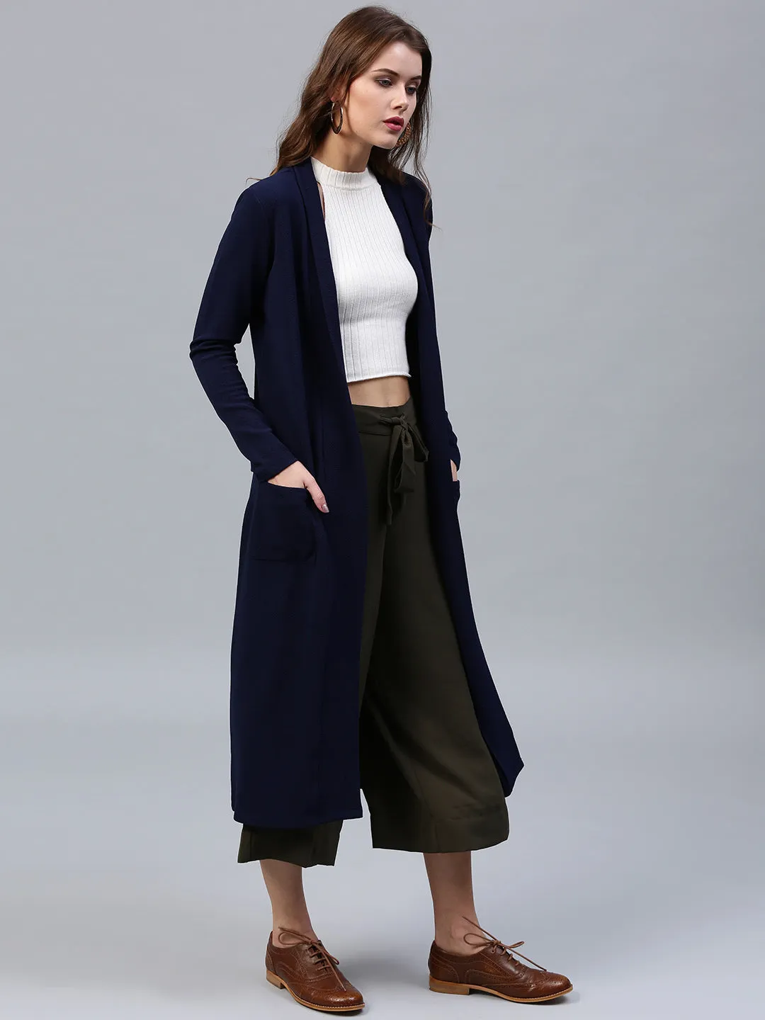 Women Navy Longline Shrug