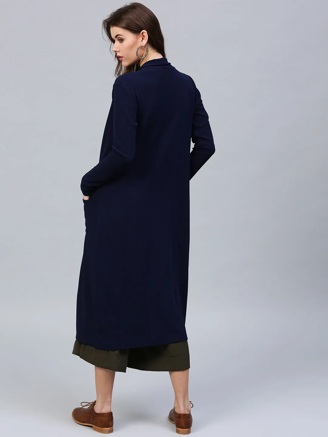 Women Navy Longline Shrug