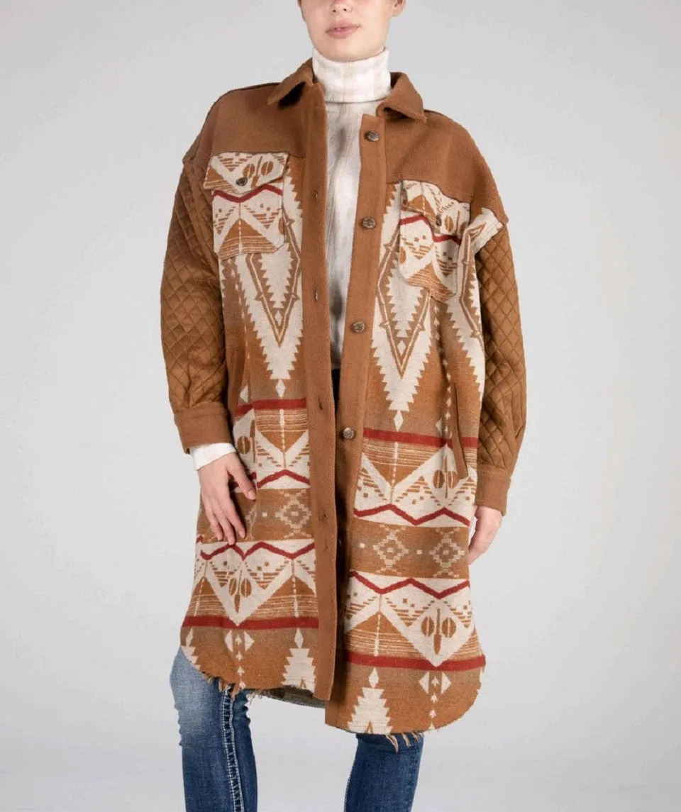 Women's Miss Me Tribal Suede Button Jacket