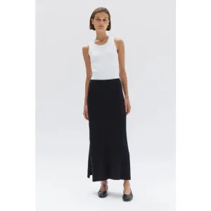 Wool Cashmere Rib Skirt | Black