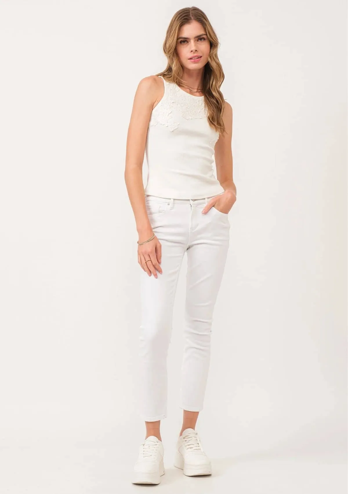 Zenaya Tank Top with Embroidery - Ivory